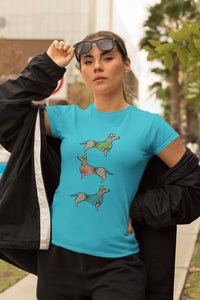 Round Neck T-Shirt (Women) - Three Dachshunds (11 colours)
