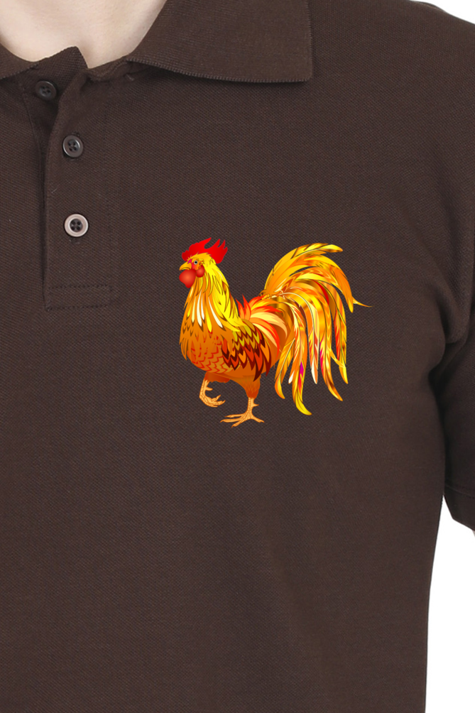 Polo Neck T-Shirt (Men) - Cock-a-Doodle-Doo (8 Colours)