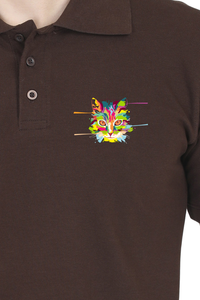 Polo Neck T-Shirt (Men) - Laser Sharp Cat (9 Colours)