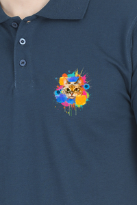 Polo Neck T-Shirt (Men) - Splishy Splishy Cat (11 Colours)