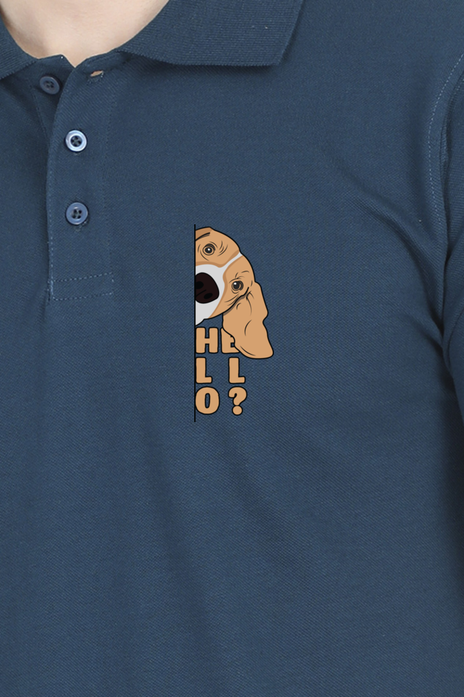 Polo Neck T-Shirt (Men) - Basset Hound Hello (11 Colours)