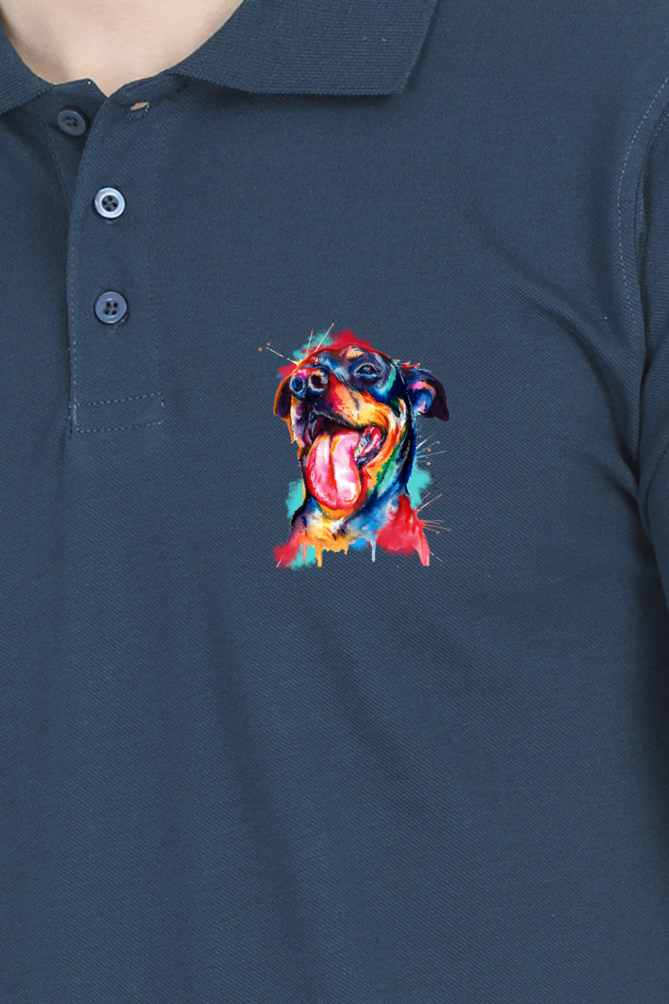 Polo Neck T-Shirt (Men) - Pawfectly Bright Hound (8 Colours)