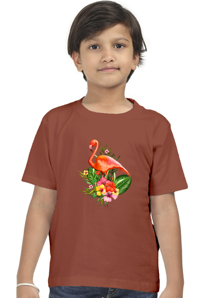 Round Neck T-Shirt (Boys) - Fashionable Flamingo (10 Colours)