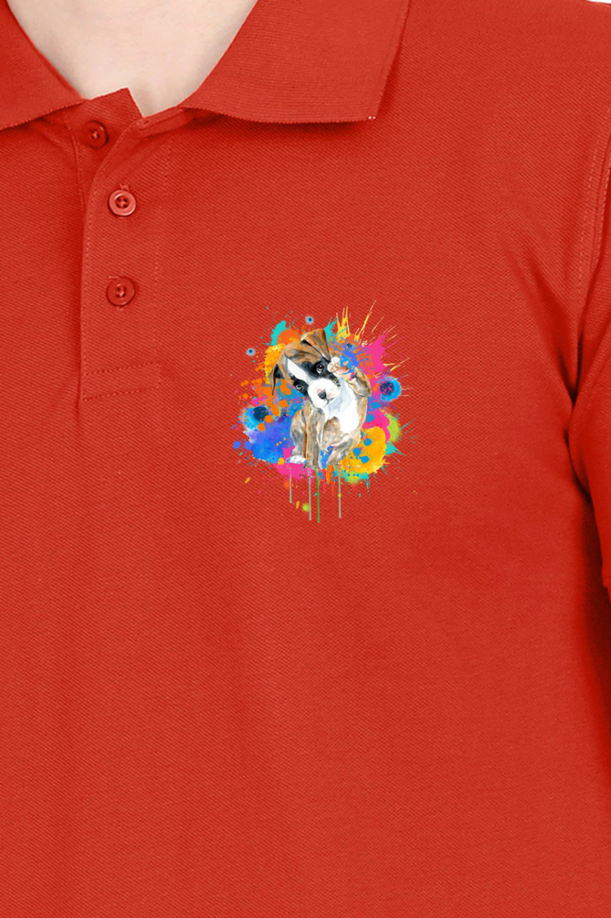 Polo Neck T-Shirt (Men) - Splashes Of Joy Puppy (11 Colours)