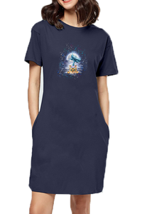 T-Shirt Dress With Pockets - Little Meowmaid Cat (2 Colours)