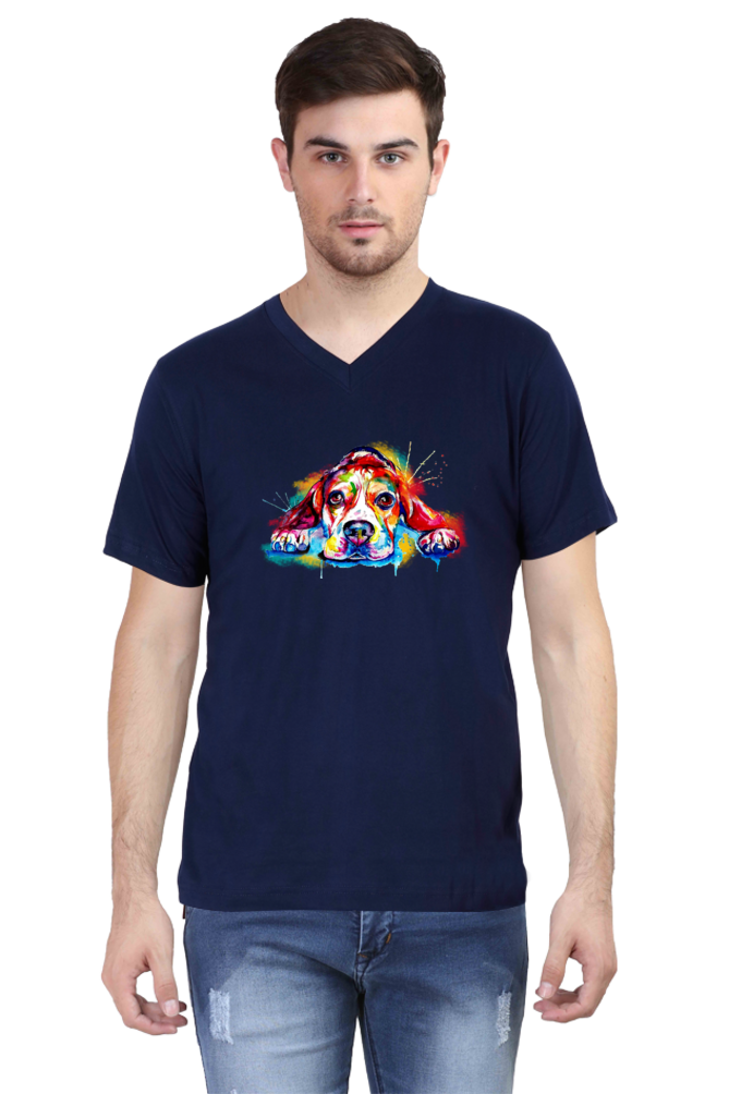 V Neck T-Shirt (Men) - Droopy Dog Eyes (6 Colours)