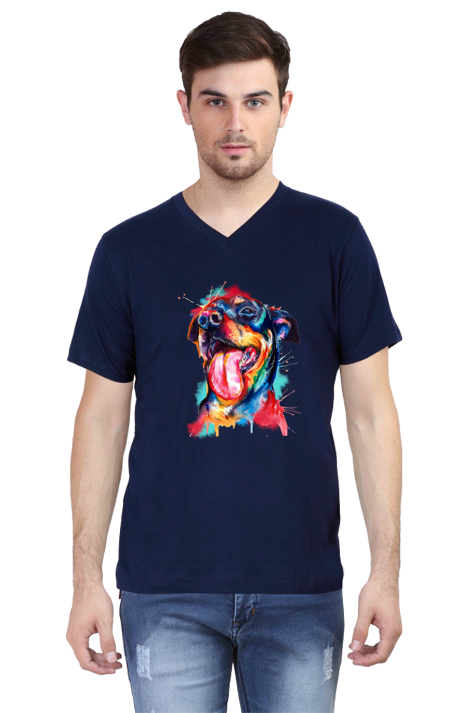 V Neck T-Shirt (Men) - Pawfectly Bright Hound (5 Colours)