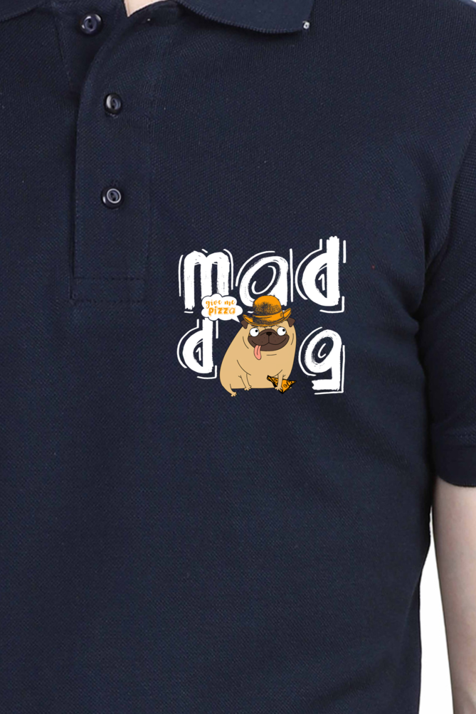 Polo Neck T-Shirt (Men) - Pizza Pug (8 Colours)
