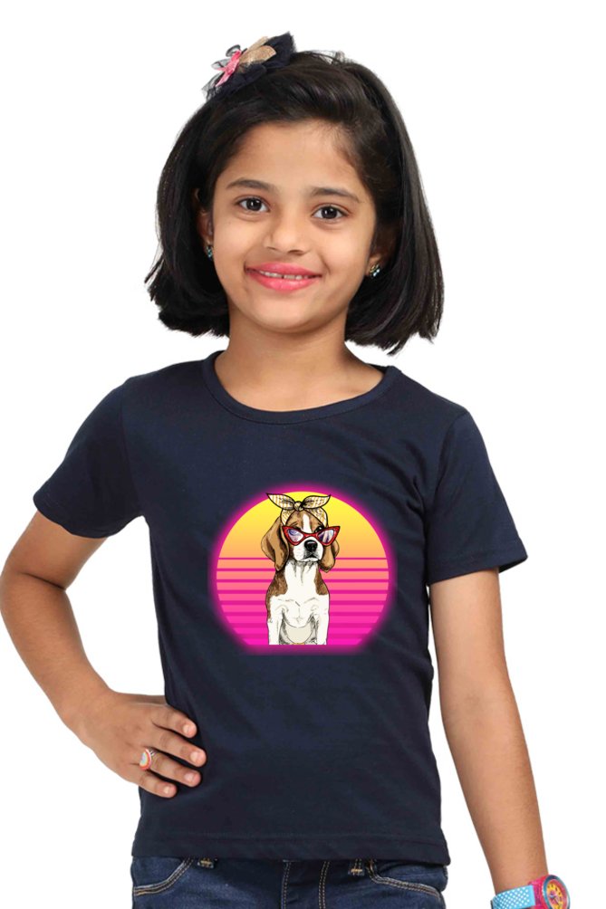 Round Neck T-Shirt (Girls) - Lil Miss Beagle (7 Colours)