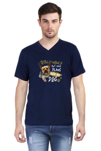 V Neck T-Shirt (Men) - Busy Yorkie (3 Colours)