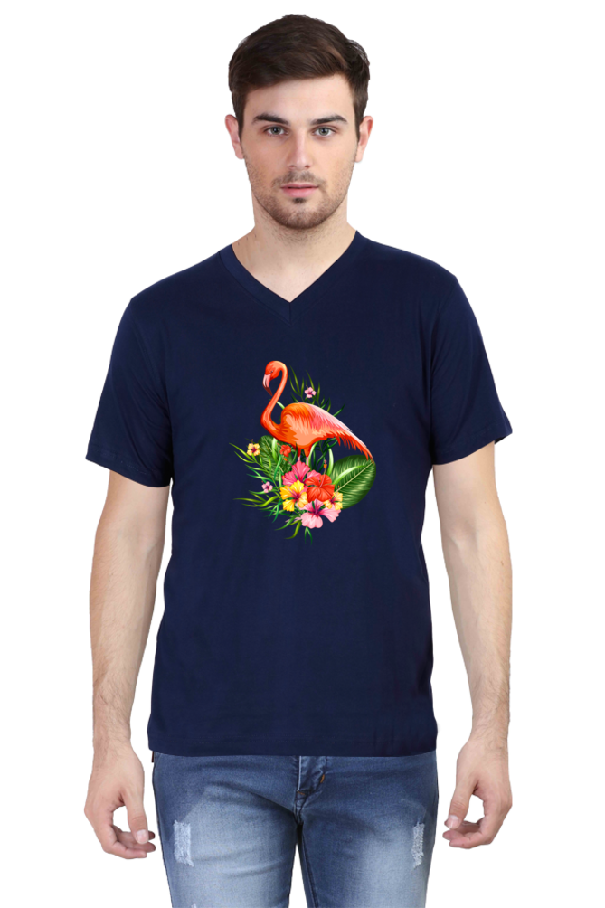 V Neck T-Shirt (Men) - Fashionable Flamingo (5 Colours)