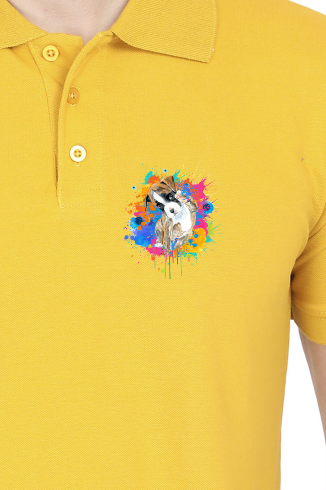 Polo Neck T-Shirt (Men) - Splashes Of Joy Puppy (11 Colours)