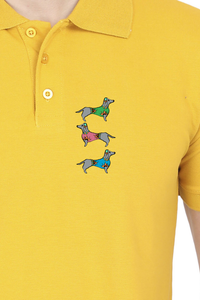 Polo Neck T-Shirt (Men) - Three Daschunds (11 Colours)