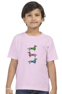 Round Neck T-Shirt (Boys) - Three Daschunds (10 Colours)