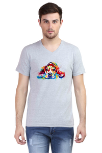 V Neck T-Shirt (Men) - Droopy Dog Eyes (6 Colours)