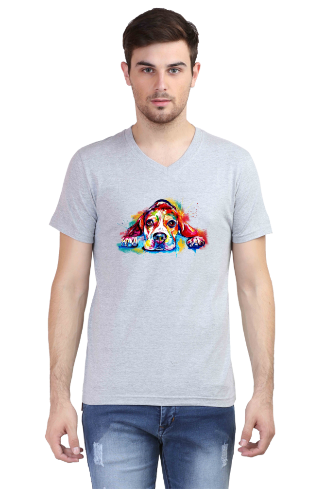 V Neck T-Shirt (Men) - Droopy Dog Eyes (6 Colours)