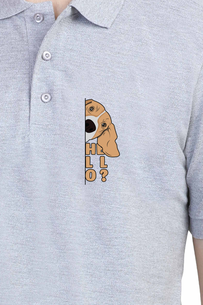 Polo Neck T-Shirt (Men) - Basset Hound Hello (11 Colours)