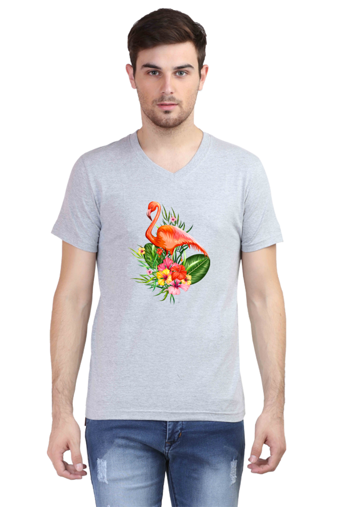 V Neck T-Shirt (Men) - Fashionable Flamingo (5 Colours)