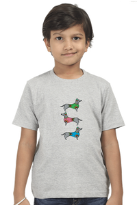 Round Neck T-Shirt (Boys) - Three Daschunds (10 Colours)