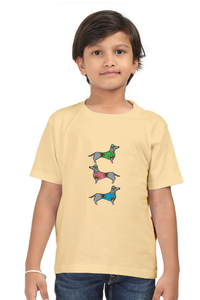 Round Neck T-Shirt (Boys) - Three Daschunds (10 Colours)