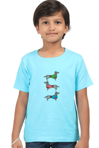 Round Neck T-Shirt (Boys) - Three Daschunds (10 Colours)