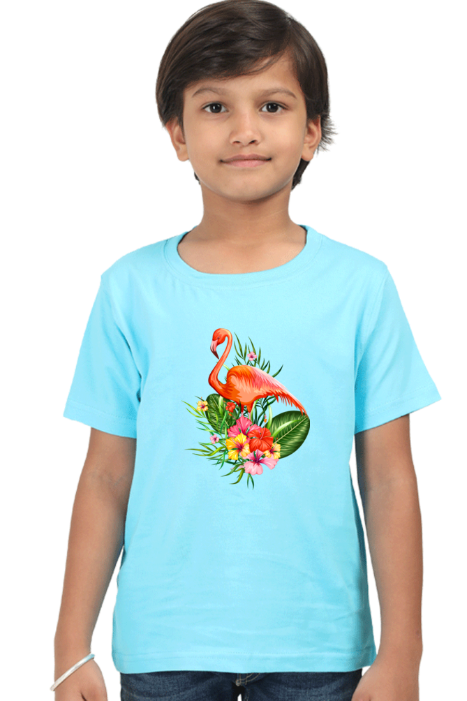Round Neck T-Shirt (Boys) - Fashionable Flamingo (10 Colours)