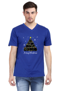 V Neck T-Shirt (Men) - Meowy Christmas (3 Colours)