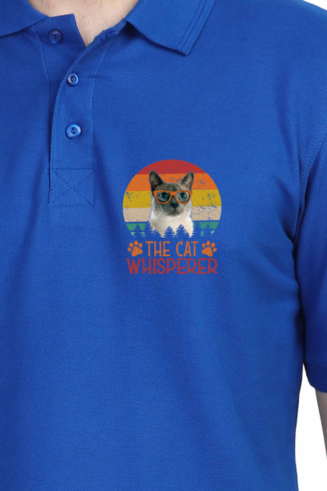 Polo Neck T-Shirt (Men) - The Cat Whisperer (7 Colours)
