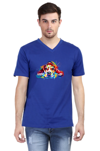 V Neck T-Shirt (Men) - Droopy Dog Eyes (6 Colours)