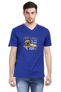 V Neck T-Shirt (Men) - Busy Yorkie (3 Colours)
