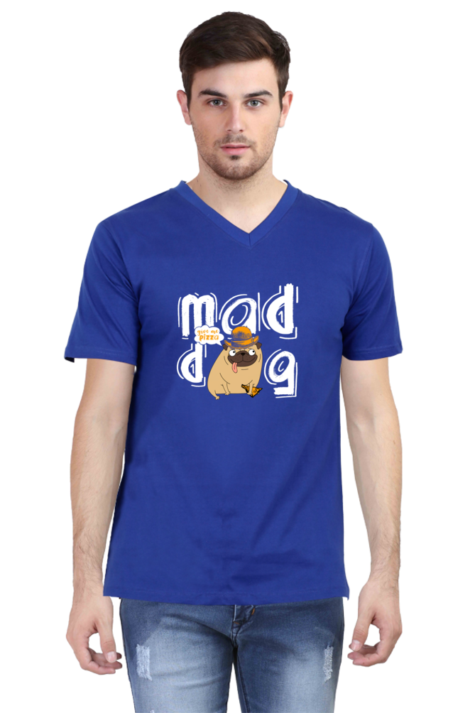 V Neck T-Shirt (Men) - Pizza Pug (4 Colours)