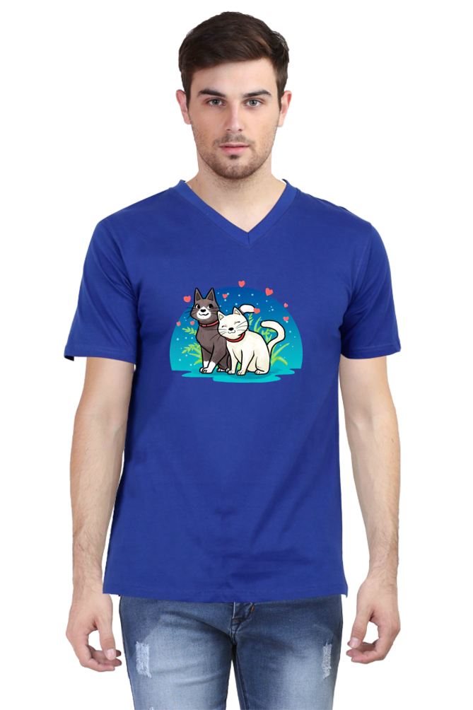 V Neck T-Shirt (Men) - Pawsitively Adorable Cats (3 Colours)