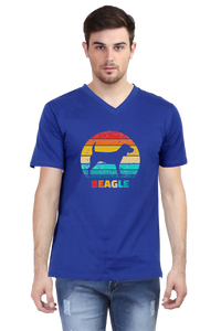 V Neck T-Shirt (Men) - Beagle Sunset (5 Colours)