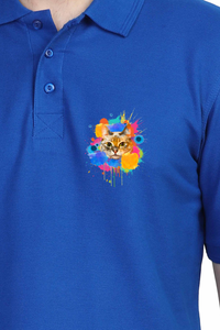 Polo Neck T-Shirt (Men) - Splishy Splishy Cat (11 Colours)