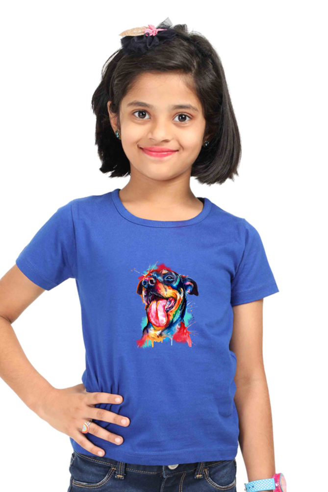 Round Neck T-Shirt (Girls) - Pawfectly Bright Hound (7 Colours)