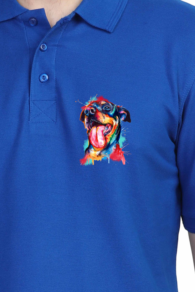 Polo Neck T-Shirt (Men) - Pawfectly Bright Hound (8 Colours)