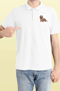 Polo Neck T-Shirt (Men) - Dash Dash Dachshund (11 Colours)