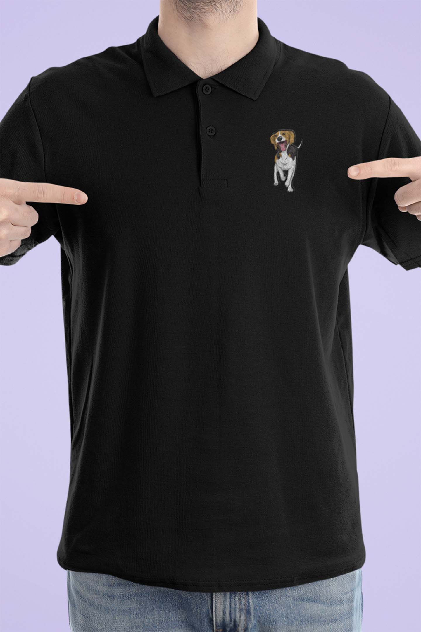 Polo Neck T-Shirt (Men) - Fun Loving Beagle (11 Colours)