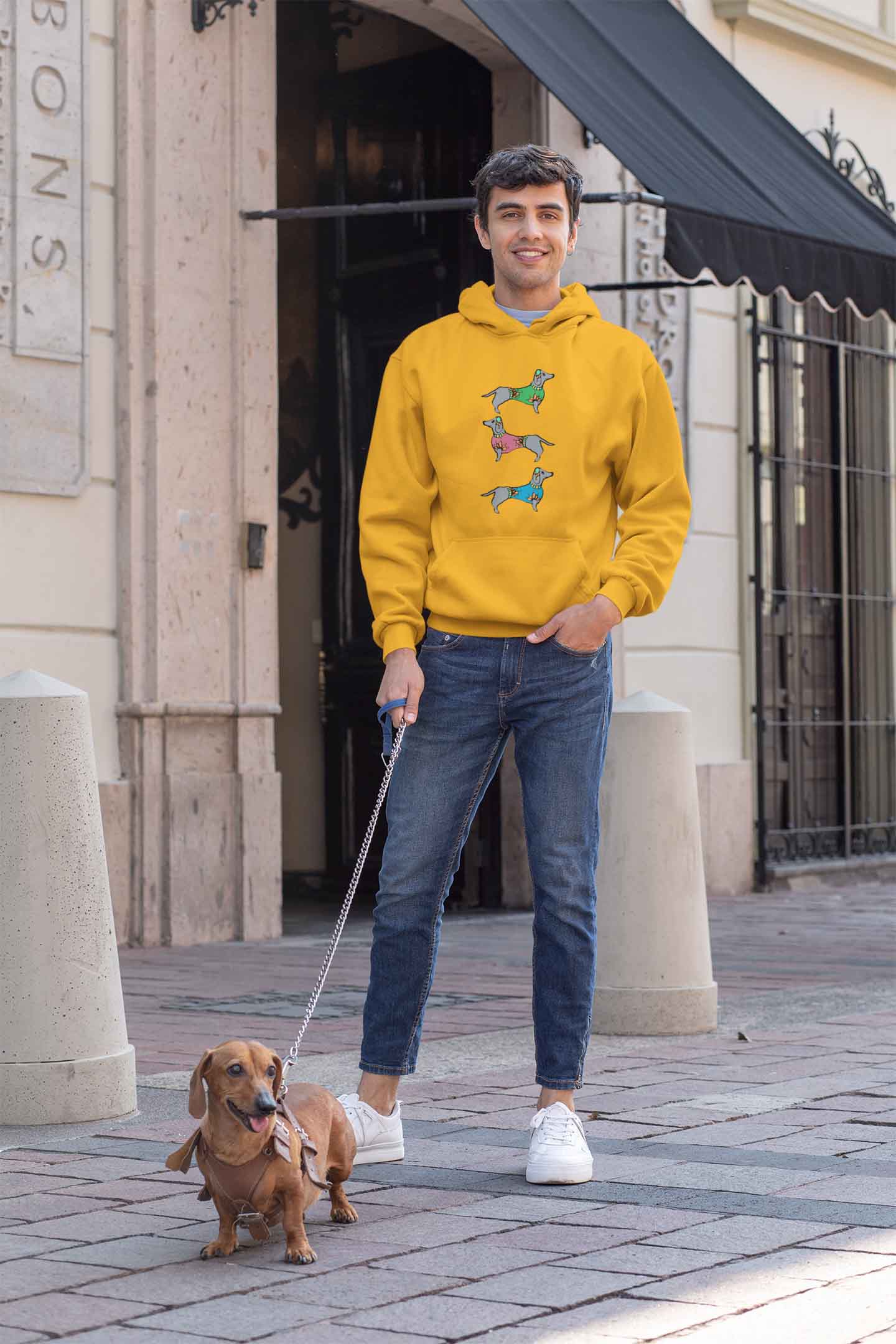 Hoodie (Men) - Three Daschunds (6 Colours)