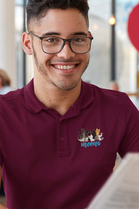 Polo Neck T-Shirt (Men) - Cat Chaos (9 Colours)