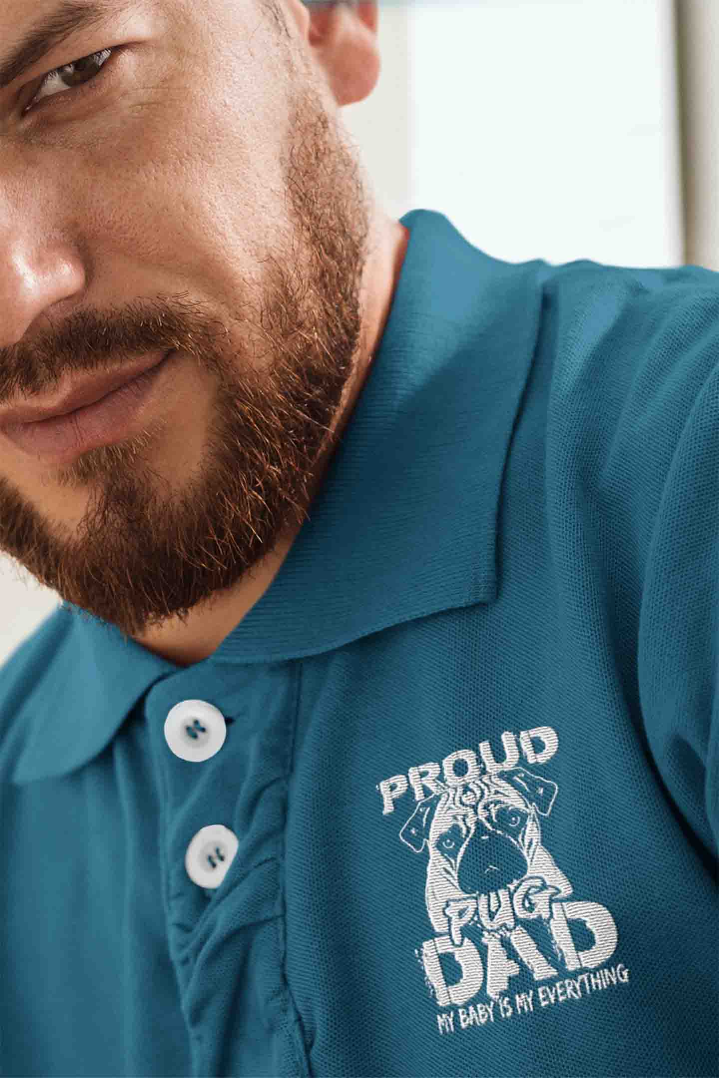 Polo Neck T-Shirt (Men) - Proud Pug Dad (4 Colours)