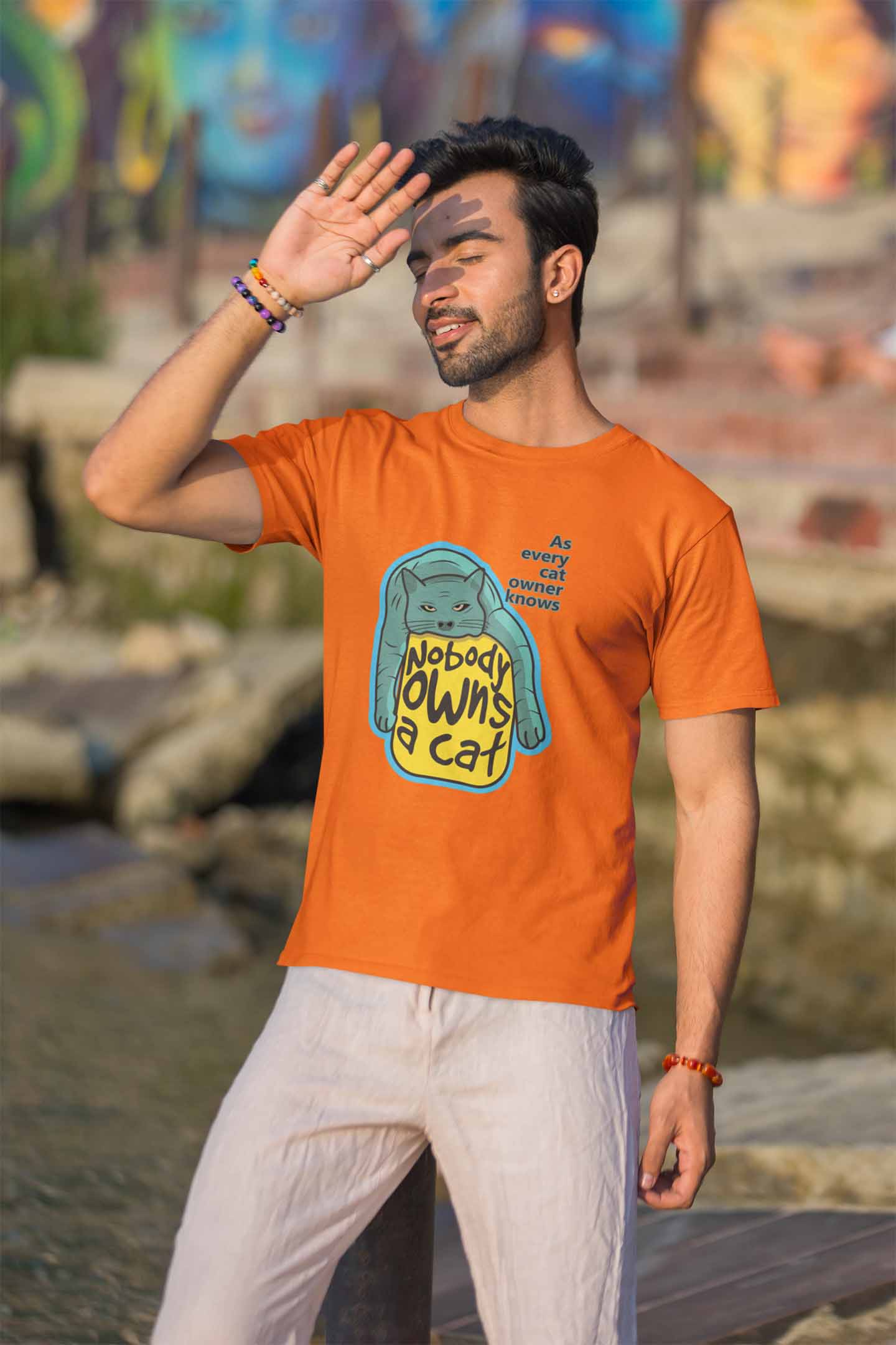 Round Neck T-Shirt (Men) - Cat-titude (9 Colours)