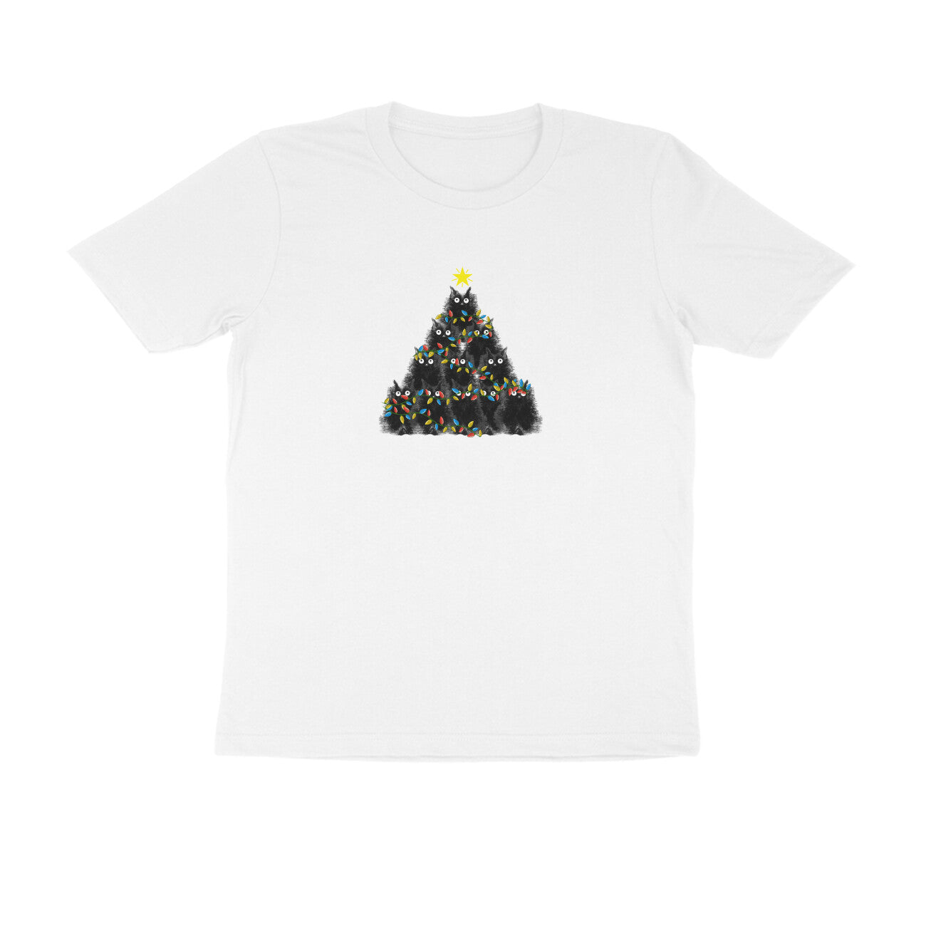 Round Neck T-Shirt (Men) - Meowy Christmas (9 Colours)