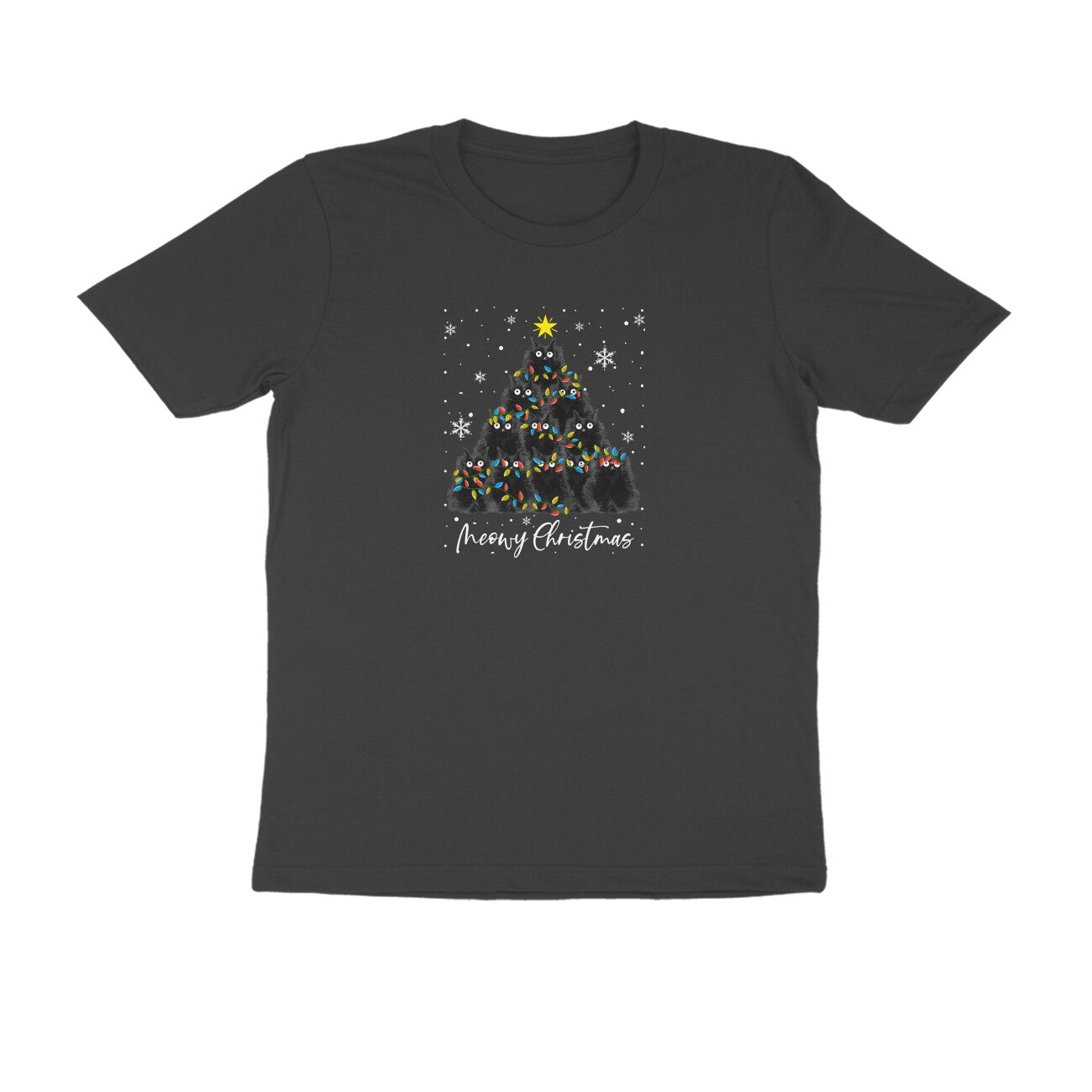 Round Neck T-Shirt (Men) - Meowy Christmas (9 Colours)