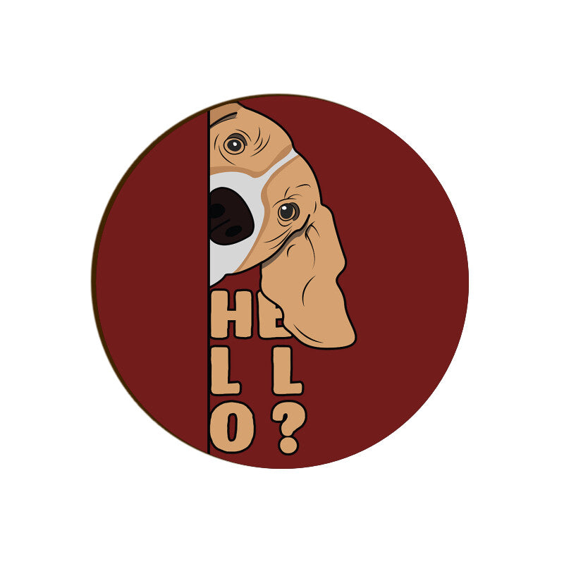 Basset Hound Hello Round Coaster