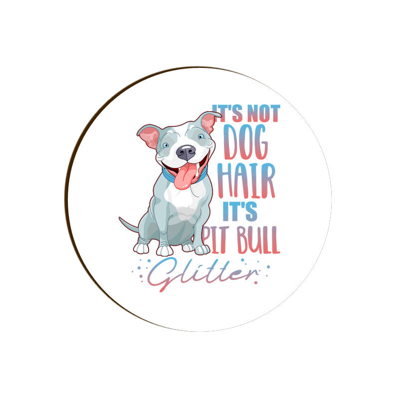Pitbull Glitter Round Coaster