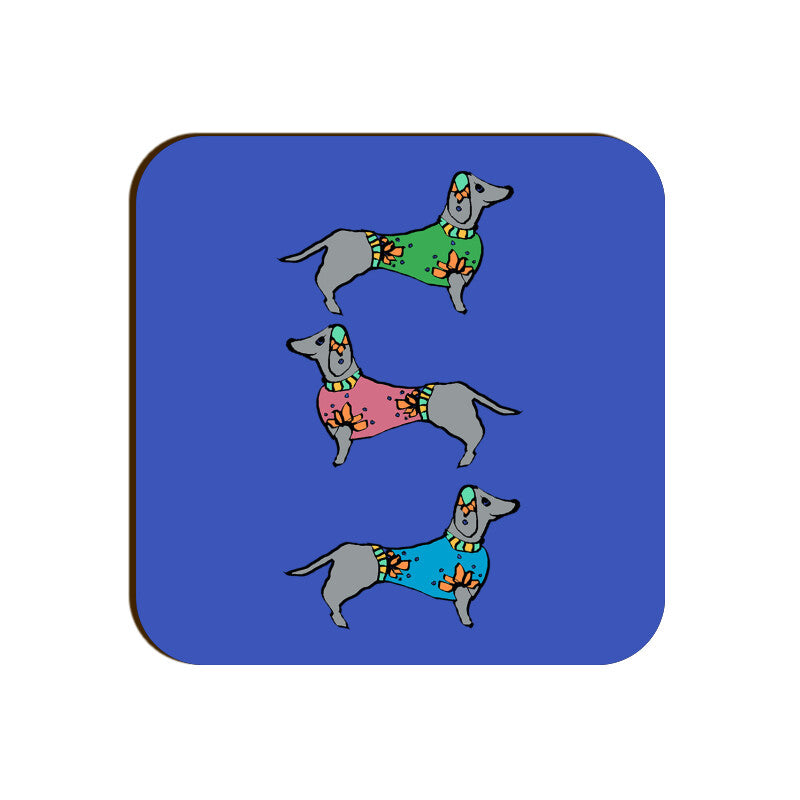Three Daschunds Square Coaster
