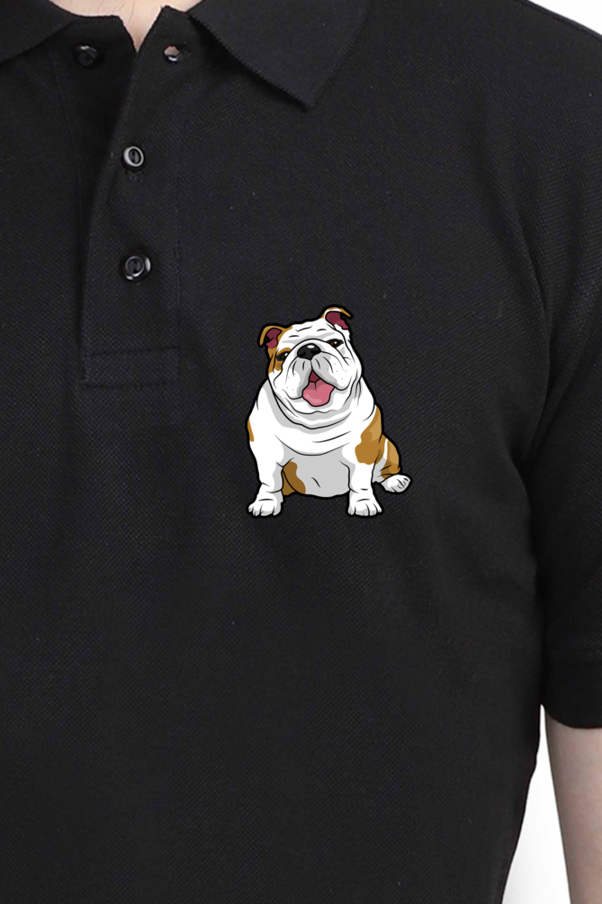 Polo Neck T-Shirt (Men) - Wringkly Sprinkly Bulldog (11 Colours)