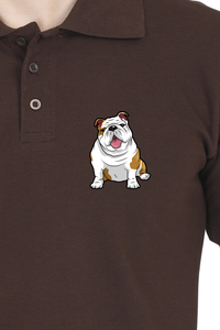 Polo Neck T-Shirt (Men) - Wringkly Sprinkly Bulldog (11 Colours)