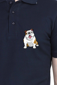 Polo Neck T-Shirt (Men) - Wringkly Sprinkly Bulldog (11 Colours)